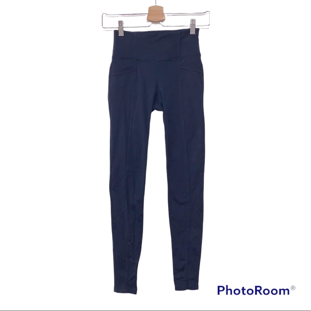 Athleta Metro High Waist Leggings Activewear Navy Blue Sz XXS - Picture 2 of 9